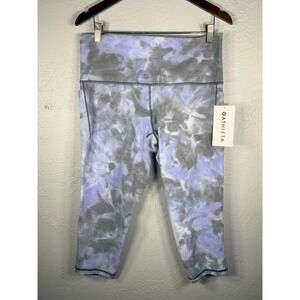 Athleta Salutation Stash Pocket II Capri Tie Dye Striped Leggings Blue 1X NEW